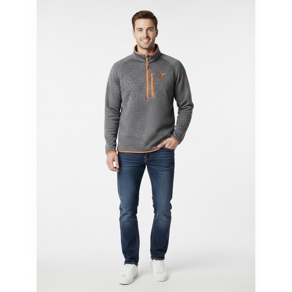 Texas Longhorns Columbia Mens 1/4 Zip Fleece Pullover Heather Gray Jacket Large